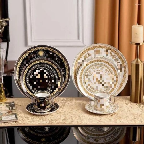Bone China Dinnerware Sets Luxury Coffee Cup Plate Western Designer Tableware Lightweight Durable Logo