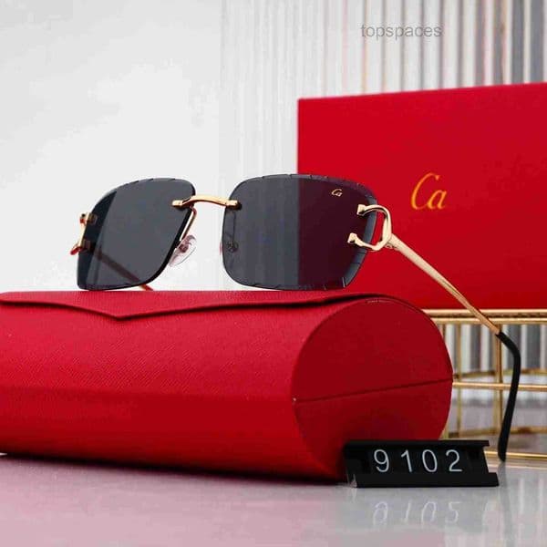Designer Sunglasses Men Women sunglasses Fashion Classic Frame Glasses Leopard Head Composite Metal Rimless Optical Frame Sunglasses UV 400 With Box thumbnail 2