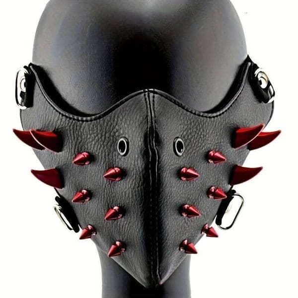 1pc Men's Steampunk Party Protective Face Mask, Motorcycle Red Spikes Cool Exquisite Halloween Easter Adult Mask 26W0226
