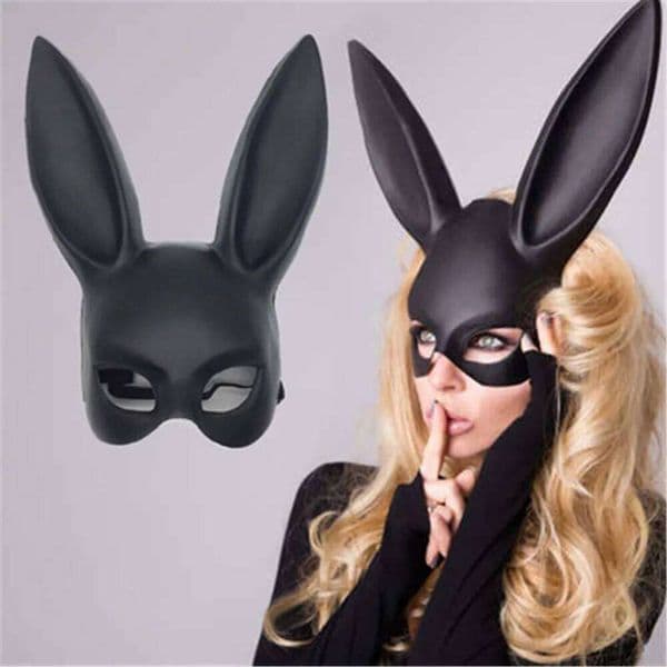 Solid Color Halloween Rabbit Ears Half Mask Bright Matte Bunny Cosplay Party Masquerade Festival Anime Bar Nightclub Accessories 26W0226