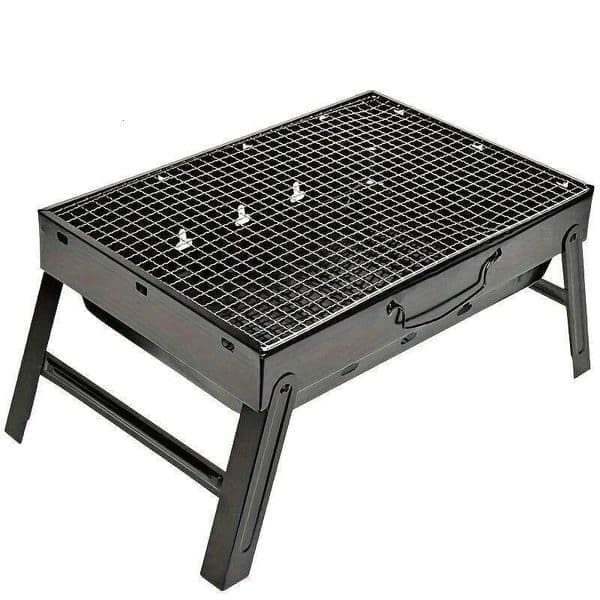 3-Tier Portable BBQ Grill, Smokeless Foldable. Perfect for Camping, Picnic, Garden. Compact & Durable Stainless Steel. 26H0226