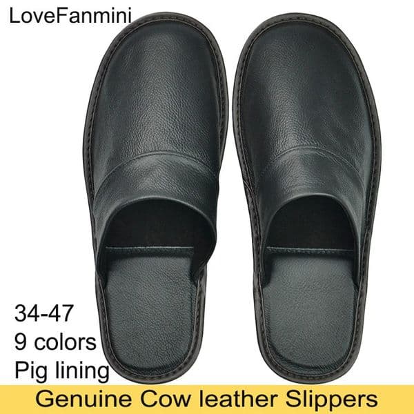 Big sizes Genuine Cow Leather Linen Slippers Homes in indoor slipper Spring Autumn men women elderly nonslip casual single shoe 260126