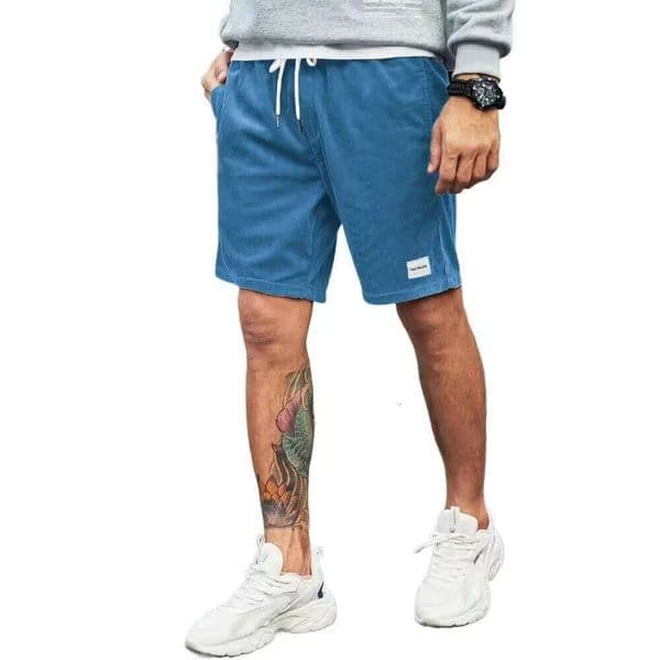 Men's Beach Vacation Corduroy Short Pants Loose Casual Labeled Joggers Sports Shorts Male Solid Color Sweatpants H260226