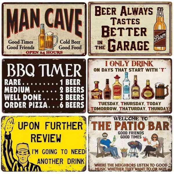 Vintage Beer BBQ Metal Aluminum Sign Plaque - Retro Wall Decor for Home, Kitchen, Bar, Cafe, Garden Man Cave Decorative Plates 26L0226