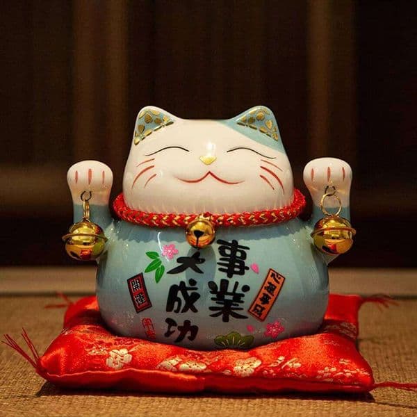 2026 New Year's Wealth Cat Ornament Blessing Message Painted Ceramic Kitten Home Decors Festival Party Gift For Family Friend 26Y0226