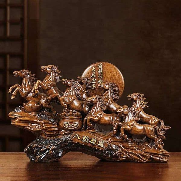 Chinese style Home Decor Eight Horses To Attract Wealth Ornament Living Room Resin Crafts Office Desktop Decoration 26Y0226