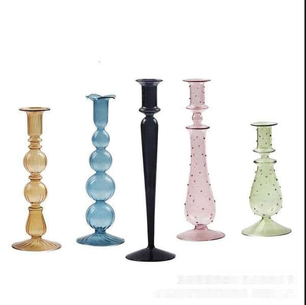 EBCJGREHDD Creative Glass Candle Holder | French-European Vintage Home Decor Ornament W260226