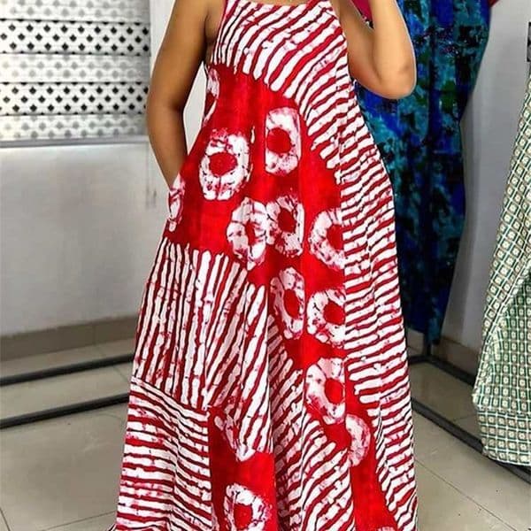 VONDA Plus Size 5XL Summer Bohemian Printed Maxi Dresses Sleeveless Party Beach Sundress Tank Long Vestido Casual Holiday Robe 260118CJ