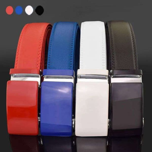 Men's High Quality Automatic Buckle White Belt Men 3.5cm Waist Straps for Jeans Fashion Golf Synthetic Leather Business Designer Y260225