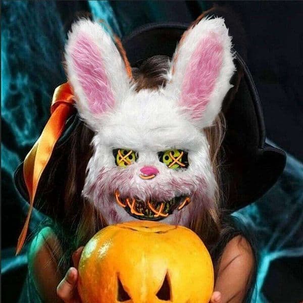 Masquerade LED Rabbit Bear Mask Glowing Halloween Party,Mask For Carnival Cosplay Props Party without batteries 26W0226