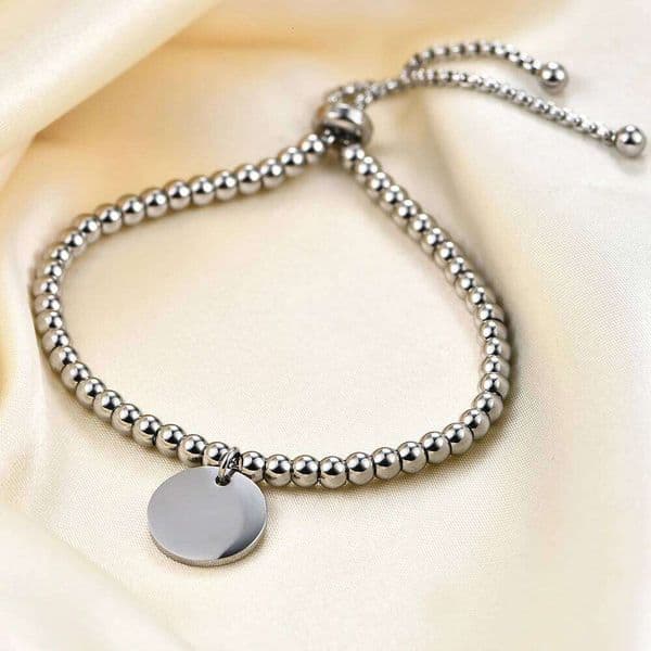 Simple titanium stainless steel bead 3MM string bracelet, adjustable round 26 English letters Z260225