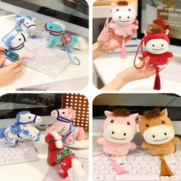 13cm 2026 Year Of The Horse Mascot Plush Toy Pendant Soft Realistic Born Gifts Doll Home Decoration Ornament 260203BJ