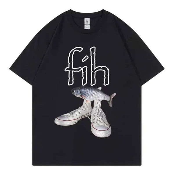 Funny New Style Hot Sale Fih Shoes Graphic T Shirts Misspelled Fish Meme T-shirts Men Women Casual Fashion Short Sleeve T-shirt C260226