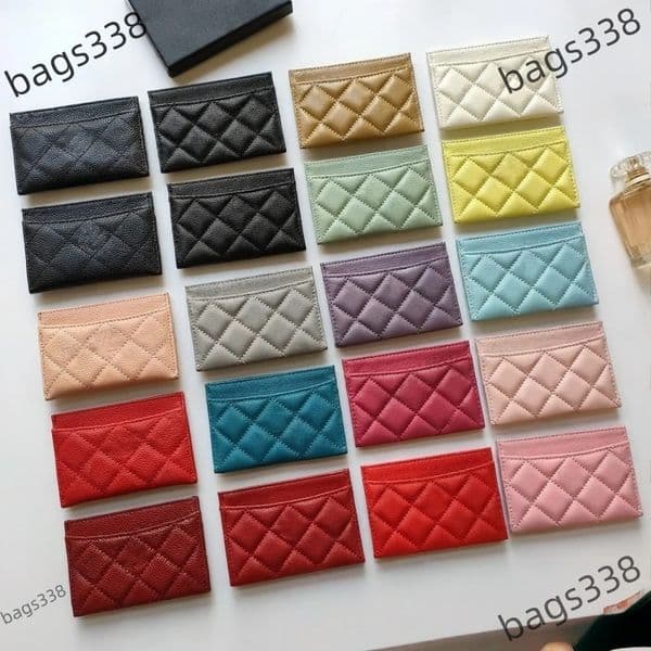 Designer wallet card holder luxury grained smooth genuinecaviar women leather credit fashion casual shopping purses coin slots carte pocket mini quality classic