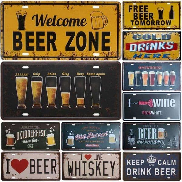 Welcome Zone Cold Beer Signs Front Door Bar Pub Cafe Wall Retro Metal Tin Sign Crafts Decor Car Plate License Plaques 26L0226
