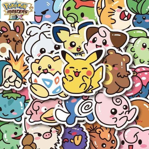 50 pieces of Q-version Pokmon stickers, Pikachu, Bulbasaur, Charmander decorative images W260226