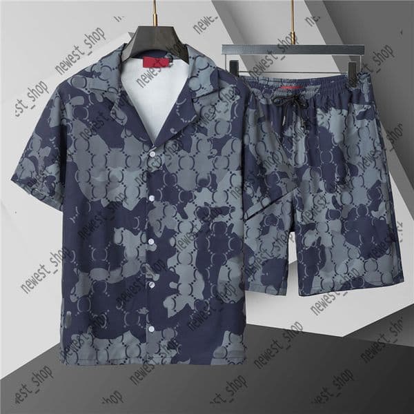 26SS Summer Designer luxury Mens casual shirts Beach shorts suits camouflage sets clothing thin Luxury Double letter print tracksuits turndown collar shirt