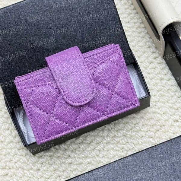 Designer fashion card holder women men classic pattern 10A quality wallet purses handbag genuine leather mini bags brand credit slots caviar compact passport