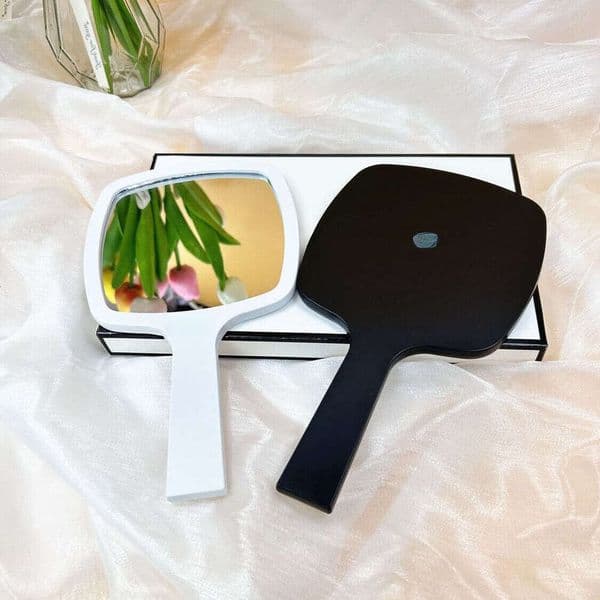 Handheld Large Makeup For Beauty Salons, Anti-Fall, High-End Modern Handle, Dental Touch-Up Mirror, Dormitory Dressing Mirror B5