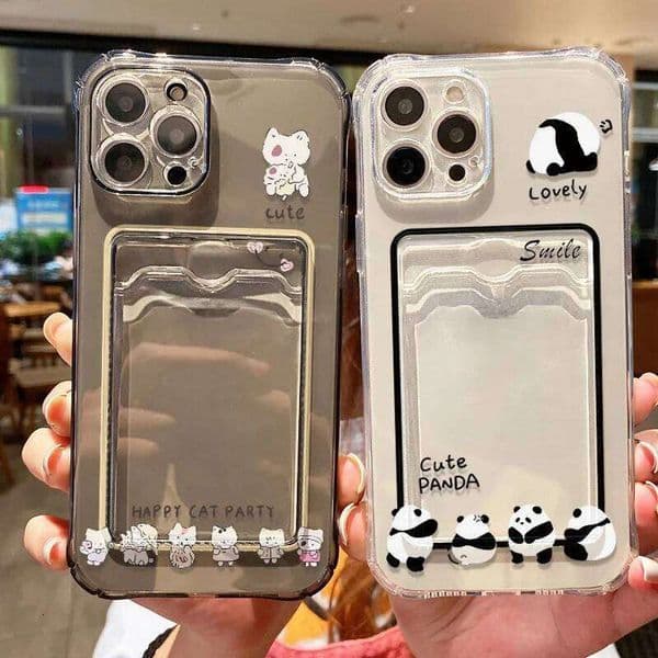 Cute Cartoon Animals Phone For 13 Case iPhone 15 11 16 14 12 17 Pro Max Air 7 8 Plus 16e XR SE Soft Card Bag Cover J260205