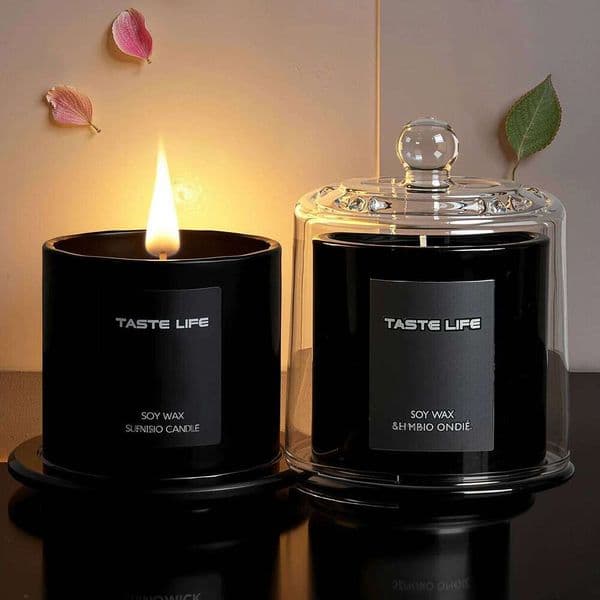 Premium Soy Wax Scented Candles with Glass Cloche, Smokeless Essential Oil Aromatherapy for Home Spa, Gift-Ready Decorative W260226