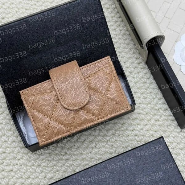 Designer fashion card holder women men classic pattern quality wallet purses handbag small bag genuine leather mini branded bags secure credit slots caviar compact