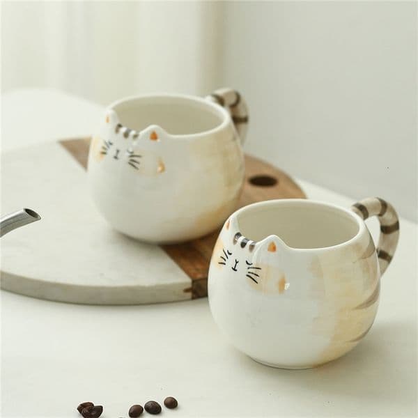 1pc cute ceramic cup cat shaped mug 380ml/13oz milk coffee and water cups 260128ww