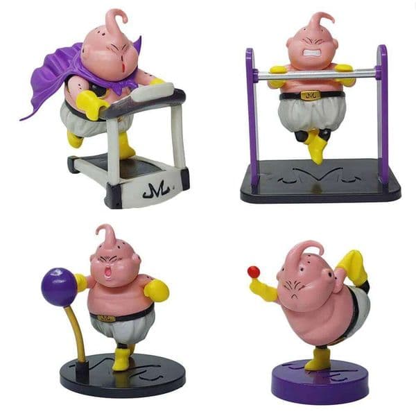 1 Pc Anime Dragon Ball Z Fat Majin Buu Action Figures Fitness Build Muscle Dumbbell Treadmill PVC Model Collection Kid Gift Toy T260226
