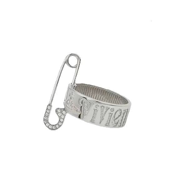 2026 New Designer Western Empress Dowager Zircon Pin Ring With Large Letters For Personalized Punk Style Activity