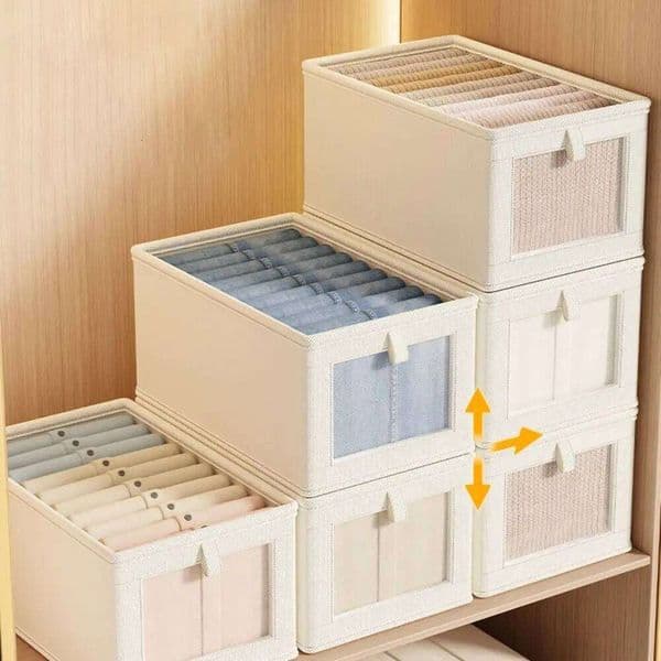 Clothes Pants Sweater Cabinets Drawers Organizer Jeans with Lid Box Wardrobe Storage Organizers 26H0225
