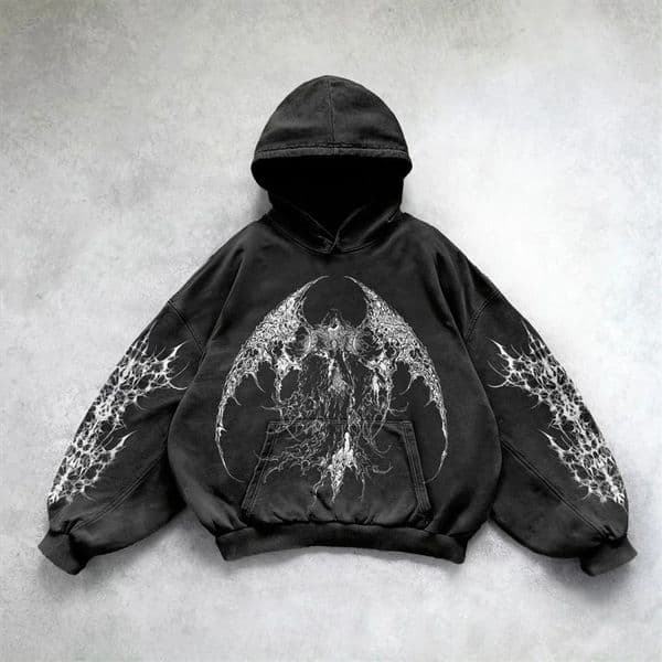 Heavy Washed Man Hoodie Sweatshirt Y2k Gothic Clothes Retro Streetwear Pattern Women Pullover Casual Fashion for Men Harajuku 260208