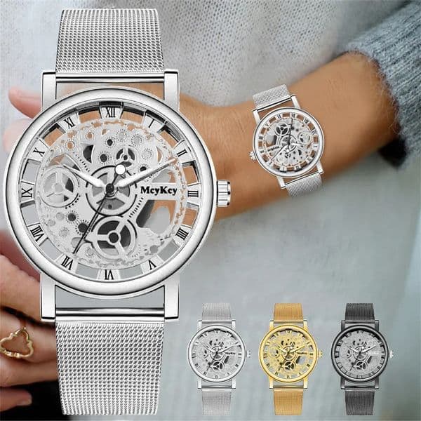Fashion Top Women Hollow Skeleton Faux Mechanical Watch Ladies Quartz Wrist Watches For Female Relogio Feminino 260206