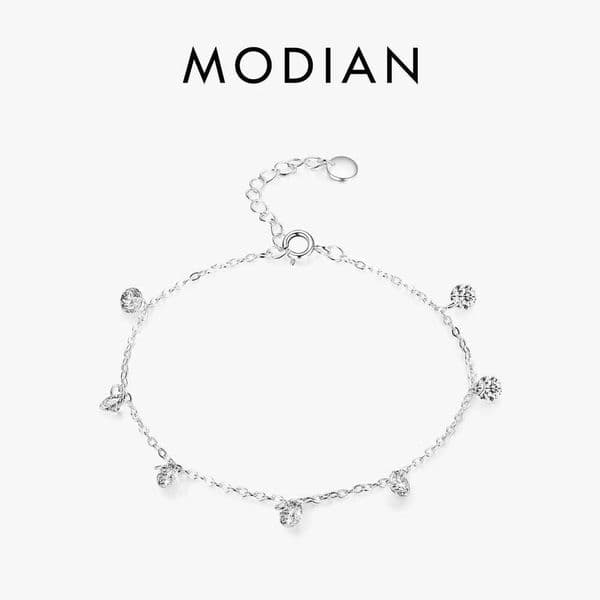 Modian Charm Real 925 Sterling Ten Hearts Clear CZ Fashion Chain Bracelet For Women Girls Wedding Fine Silver Jewelry Z260225