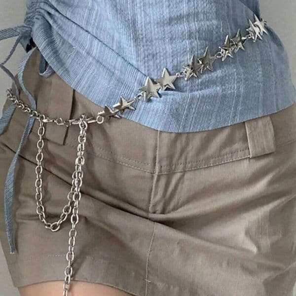 Star Western Metal Women Punk Belts for Dresses Jeans Waist Chain Belt Y2k Emo Body Jewelry Y260225