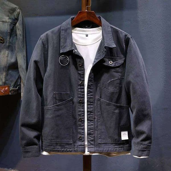 Retro Japanese Workwear Denim Jacket for Men 2024 Men's Clothing Autumn Trendy All-Match Street Casual Loose Lapels Clothes 26H0226