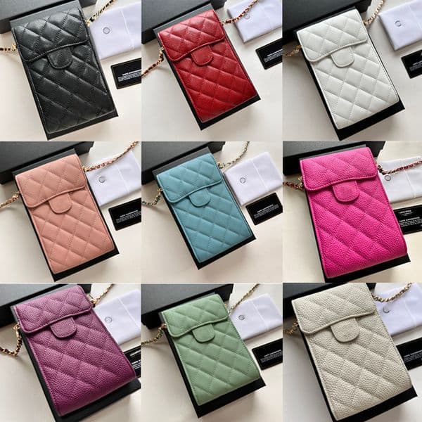 Designer Storage Case 2C Genuine Leather Shoulder Pouch Organizer Chain Crossbody Bag Phone Holder with Box 17x11cm