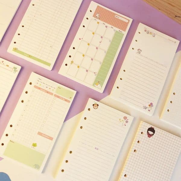 2026Colored A5 A6 Loose Leaf Notebook Refill Spiral Binder Inner Page Weekly Monthly To Do Line Dot Grid Inside Paper Stationery 260202