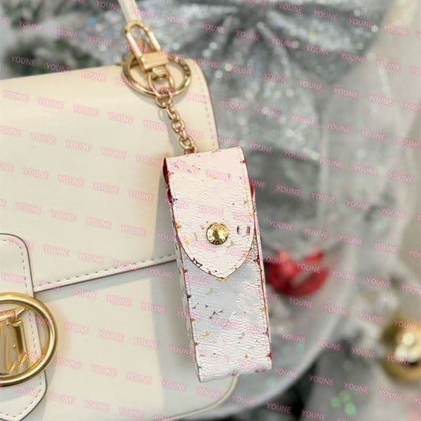Cosmetic Lipstick Pouch Bag Charm Designer Keychain Lady Clutch Cylinder Coin Pouch Women purse wallets beauty case purse With crossbody chain lipstick bag 11cm