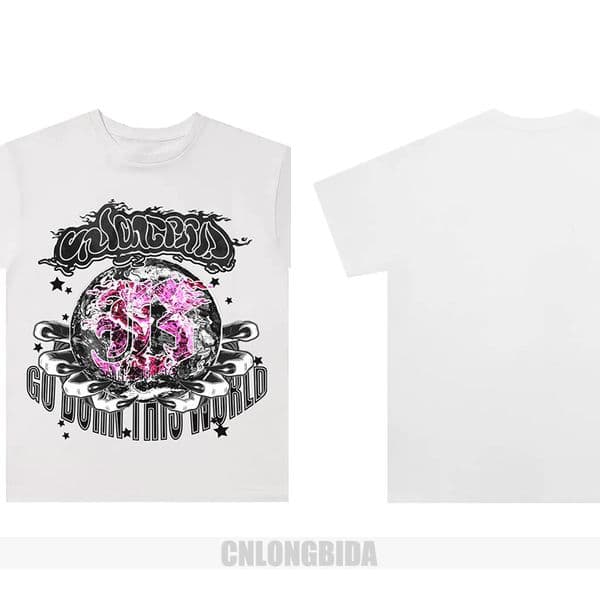Men's T Shirts American Retro Unisex Short Sleeve Printed T-Shirt Cotton & Breathable