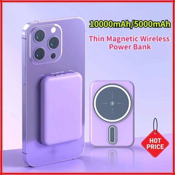 10000/5000mAh Mini Thin Magnetic Wireless Power Bank Fast Charging Portable External Battery for IPhone 15 14 13 12 H260227