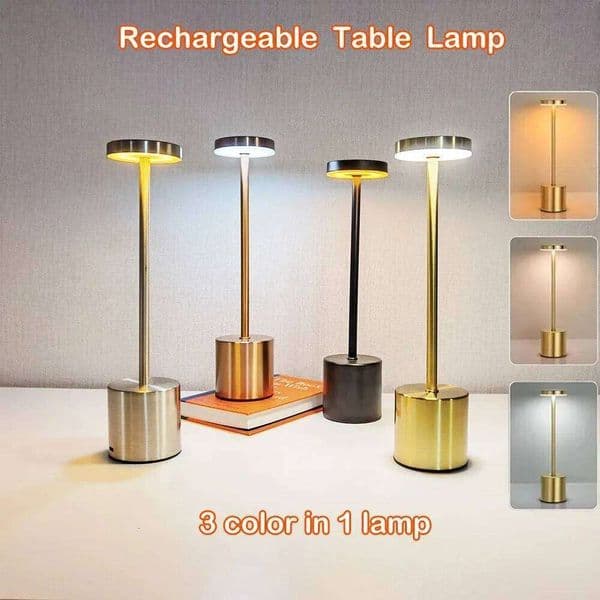 3 Colors Rechargeable Alloy Cordless LED Table Touch Switch Night Light Nordic Style Home Bar Restaurant Ambiance Desk Lamp Z260226
