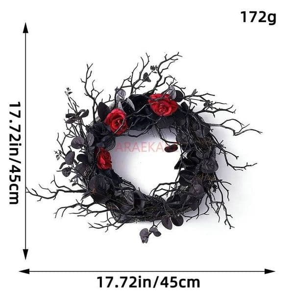 Bestseller 1pcs Artificial Black Twig with Bats Handmade Halloween Wreath Hanging Decorations for Front Door ddmytues