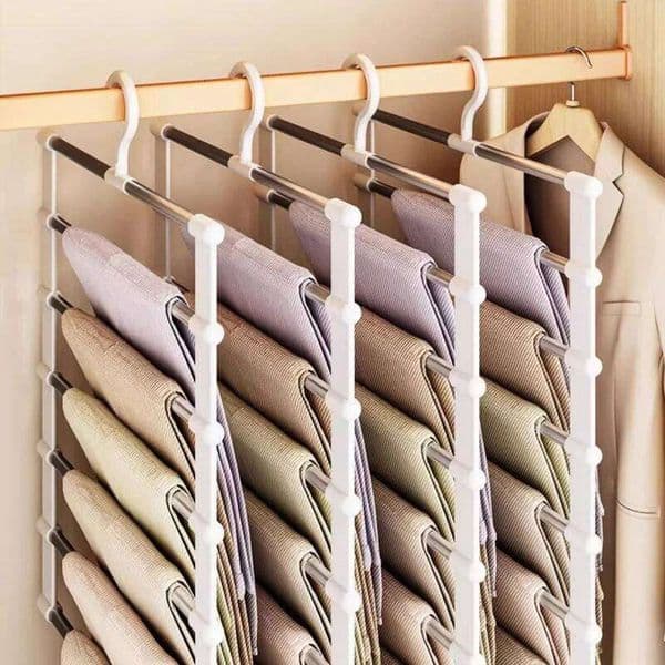Foldable Pants Hanger Multi Layer Non Slip Clips Space Saving Closet Organizer for Trousers Storage Collapsible Hanging System 26Y0227