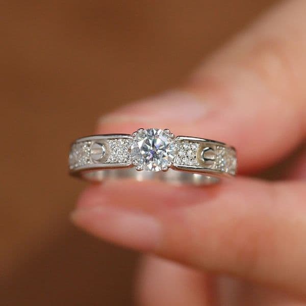 luxury 0.5ct colorful moissanite ring band desinger for woman wedding s925 sterling silver ring with certificate engagement diamond rings jewelry gift box size 5-9