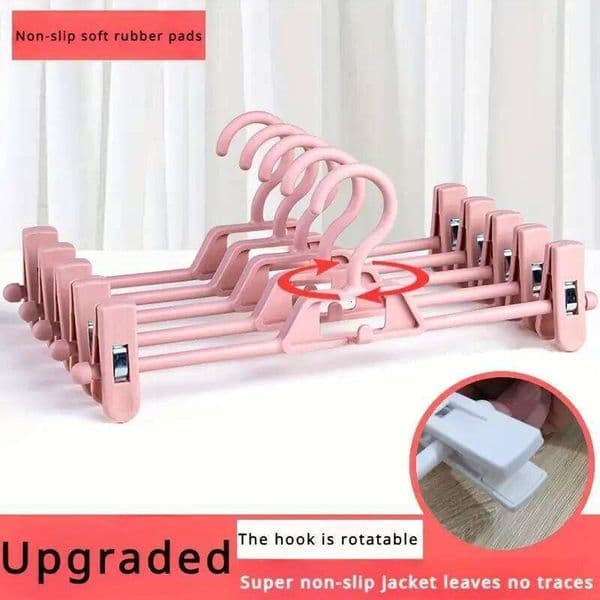 5pcs Plastic Anti-slip Clothes Hanger Without Trace Hanging Skirt Pants Clip 26Y0227