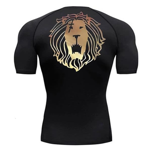 Lion Print Compression Shirts for Men Gym Workout Undershirt Baselayers Athletic Quick Dry Tshirts Tees Short Sleeve Rash Guard 260227