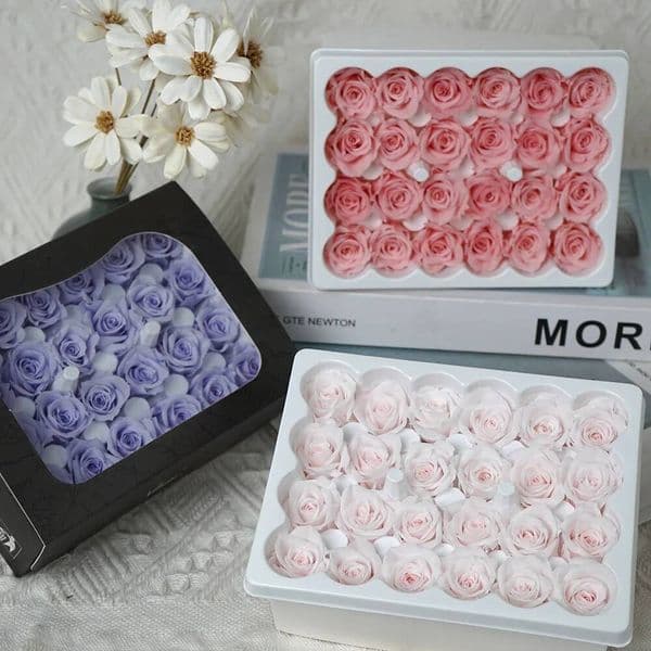 Bestseller 24pcs 1-2cm Rose Heads Preserved DIY Wedding Bridesmaid Dried Flowers Resin Creative Gift Home Decoration Birthday ddmytues