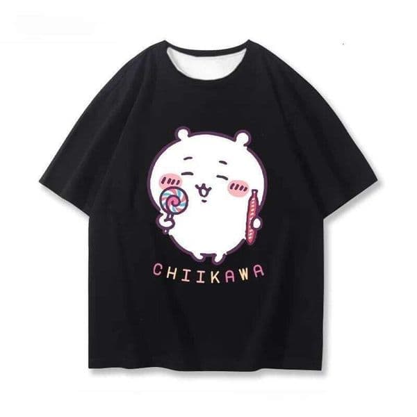 New Chiikawa Cartoon Cute Pattern Printed Short Sleeve Casual Trendy Breathable Quick Drying T-shirt C260227