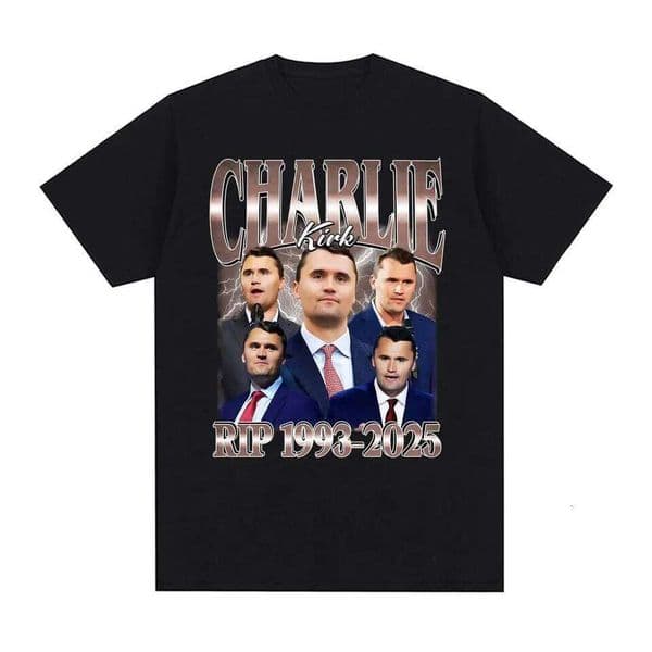 Comical Charlie Kirk RIP 1993-2025 Political Commemorative Retro Graphic Men and Women Summer Print Pure T-shirt H260224