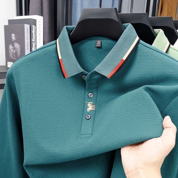 Mens High End Embroidered 100 Cotton Polo Shirt Autumn Skin Friendly Long Sleeved Tshirt Business Casual Menswear 260206